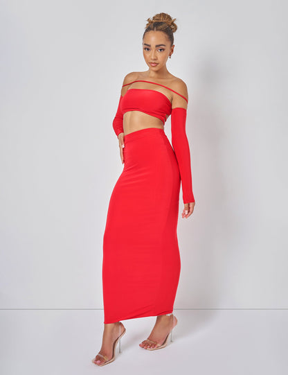 Public Desire Bardot Strappy Top Co-ord in Red