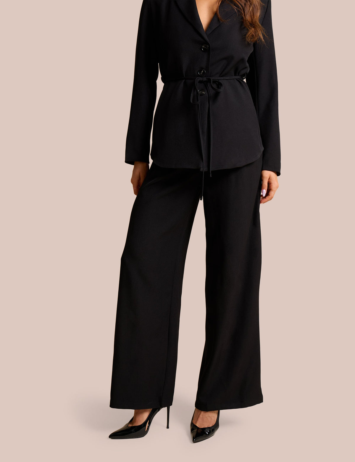 High Waist Tailored Wide Leg Trouser Black
