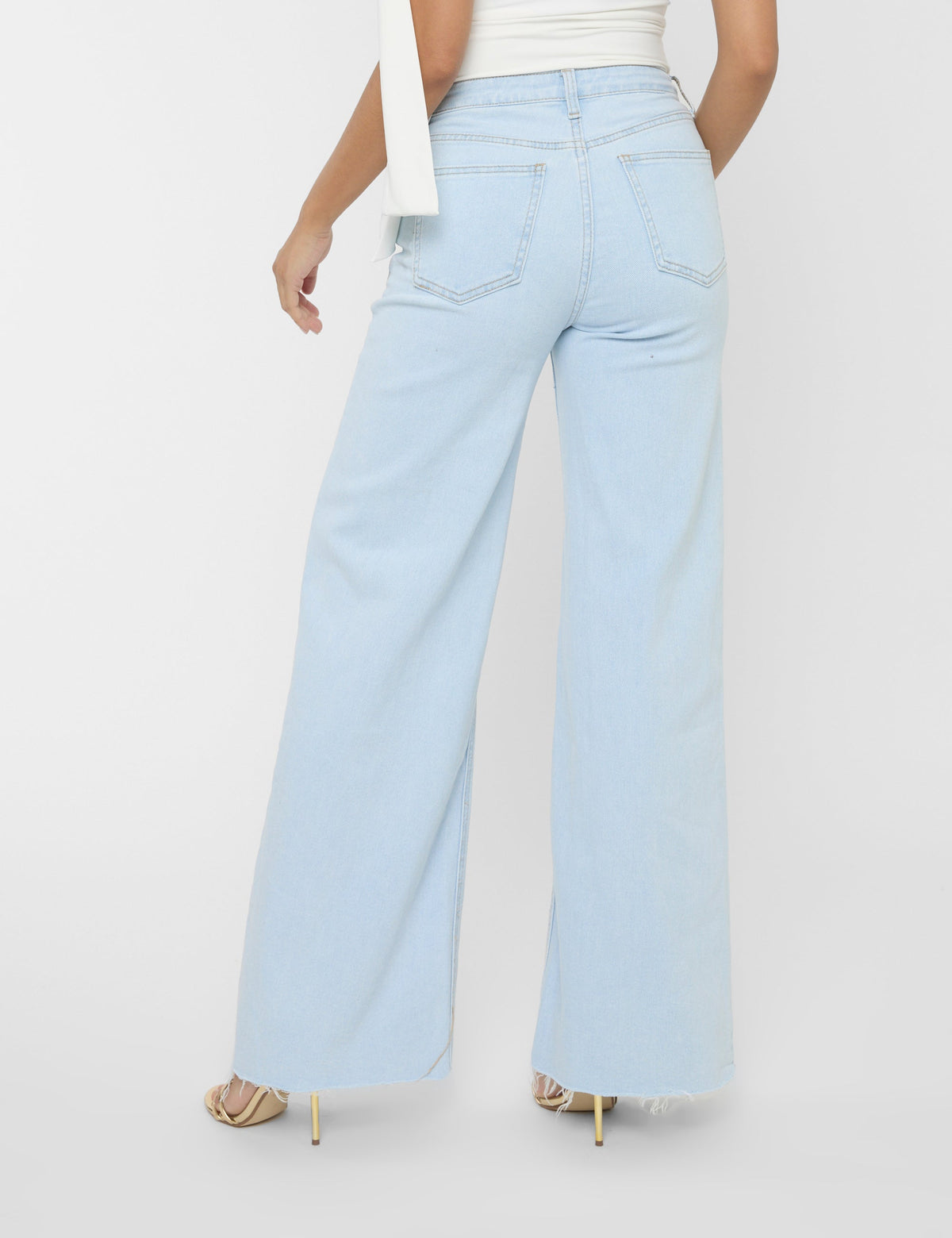 Mid Rise Wide Leg Jeans Light Blue