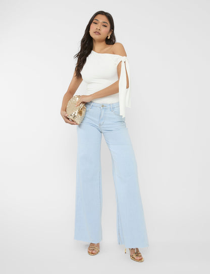 Mid Rise Wide Leg Jeans Light Blue