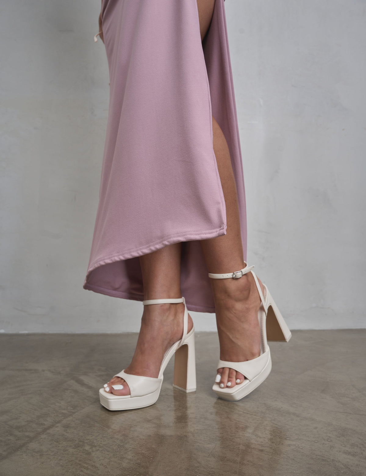 Resist Cream Pu Peep Toe Barley There Platform Heels