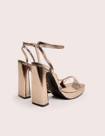 Resist Pewter Metallic Peep Toe Barley There Platform Heels