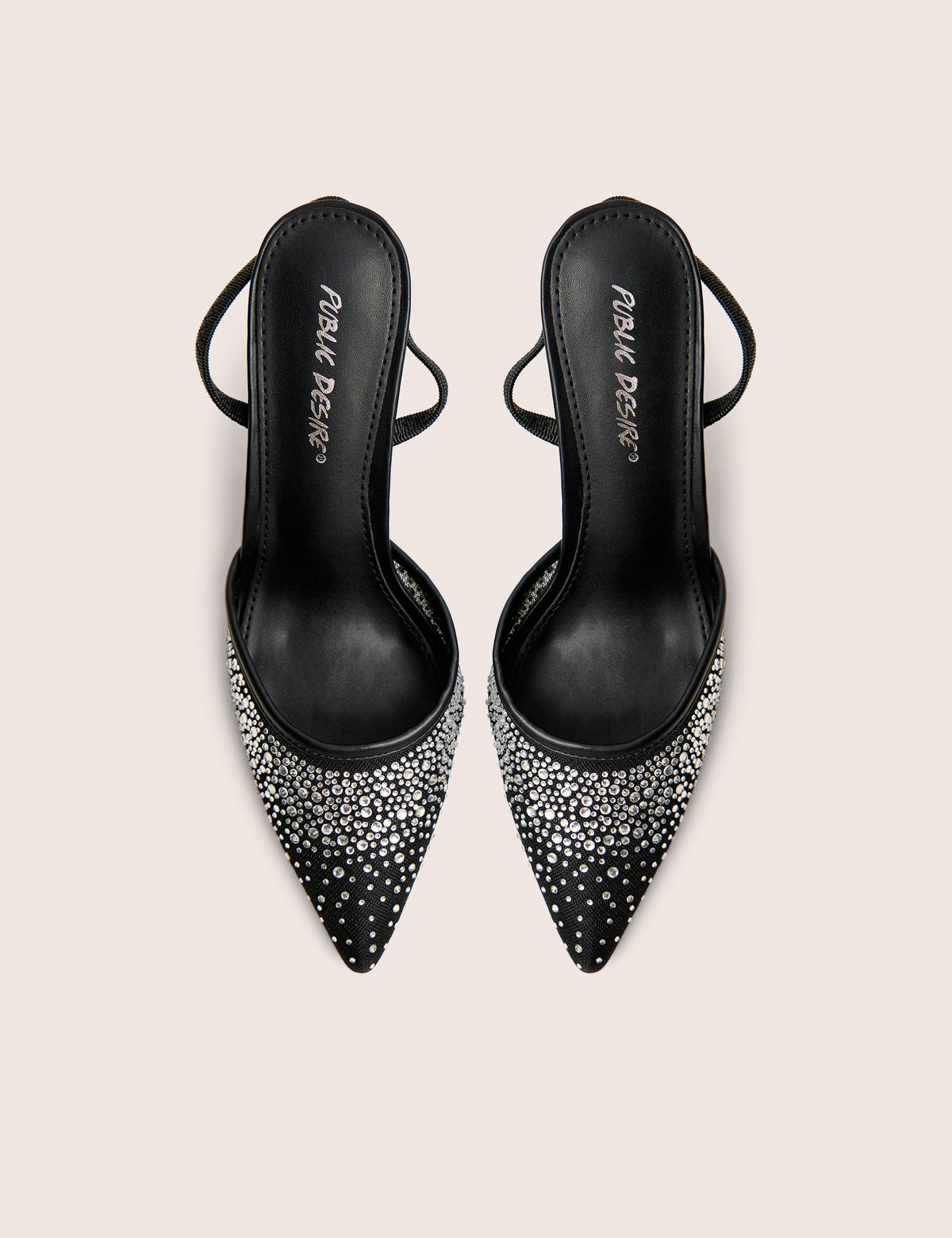 Rochie Black Mesh Embellished Sling Back Court Heels