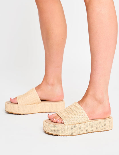 Sangria Natural Woven Flatform Sandals