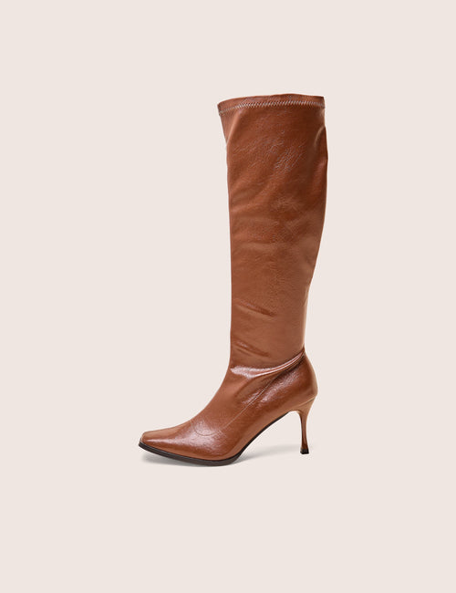 Scorpion Chocolate Mid Heel Sock Knee High Boots
