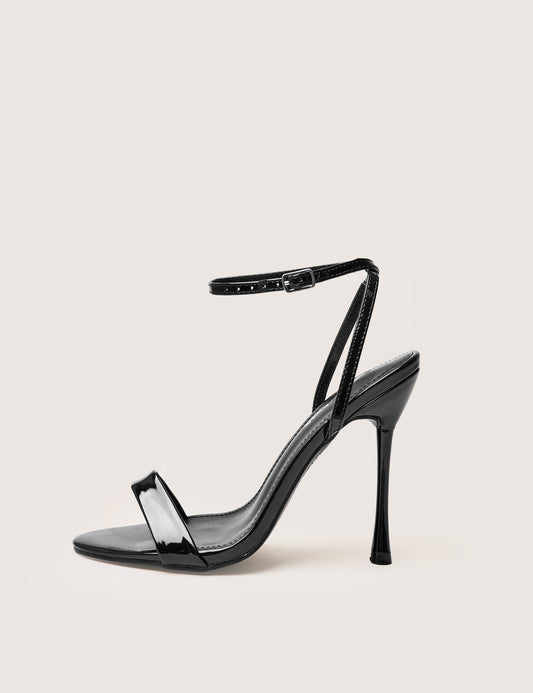 Soho Black Patent Barely There Strappy Stiletto Heels