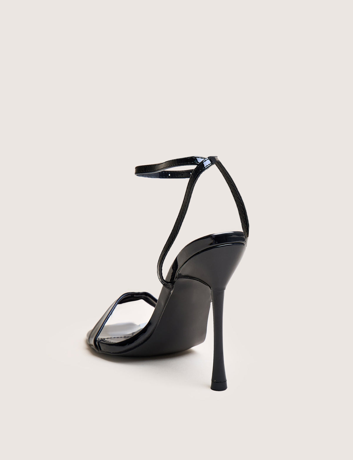 Soho Black Patent Barely There Strappy Stiletto Heels