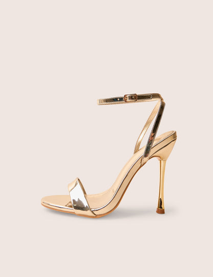 Soho Gold Metallic Barely There Strappy Stiletto Heels