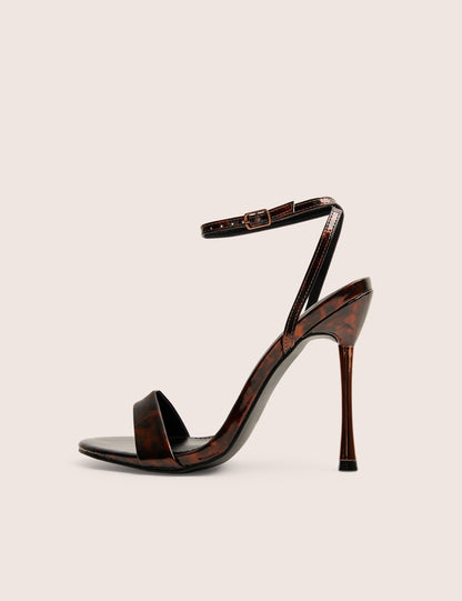 Soho Tortoise Print Barely There Strappy Stiletto Heels