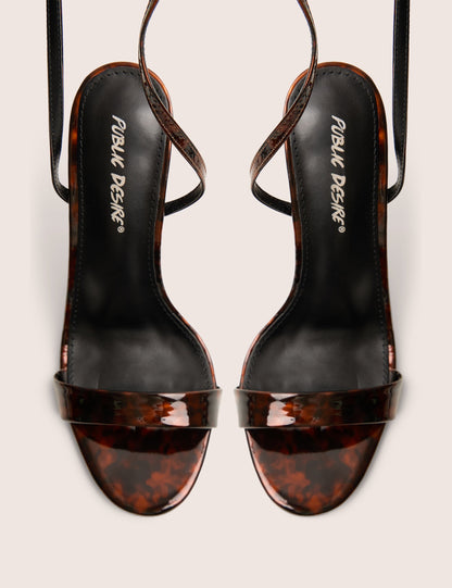 Soho Tortoise Print Barely There Strappy Stiletto Heels
