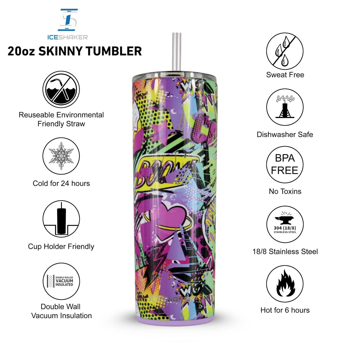 20oz Insulated Skinny Tumbler with Push Down Lid