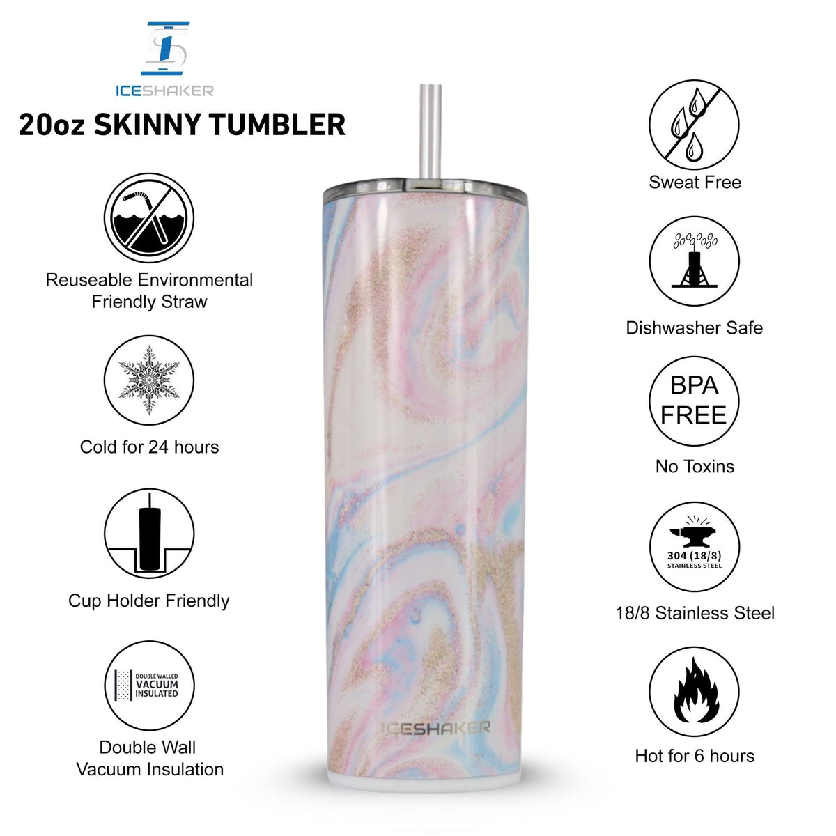 20oz Insulated Skinny Tumbler with Push Down Lid