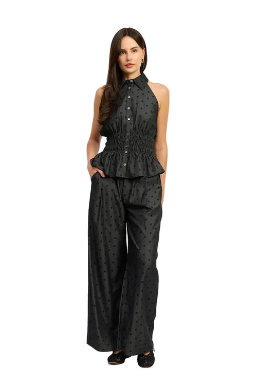 Adreienne Peplum Top (Charcoal Black)