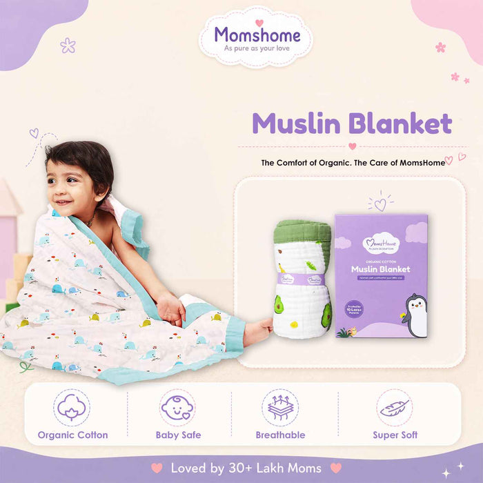 Baby 6 Layer Muslin Blanket Cum Towel | 100X100 CM | 0-3 Years | Pack of 1