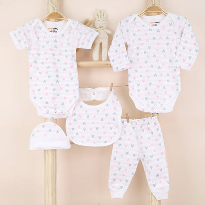 Baby Essential Gift Set | Baby Clothing Gift Combo | Pack of 5 | Little Hearts