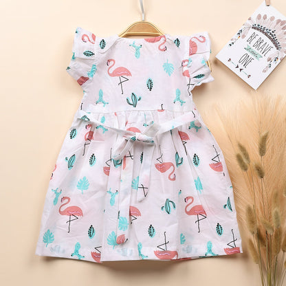 Baby Girl Organic Cotton Sleeveless Frock | Flamingo