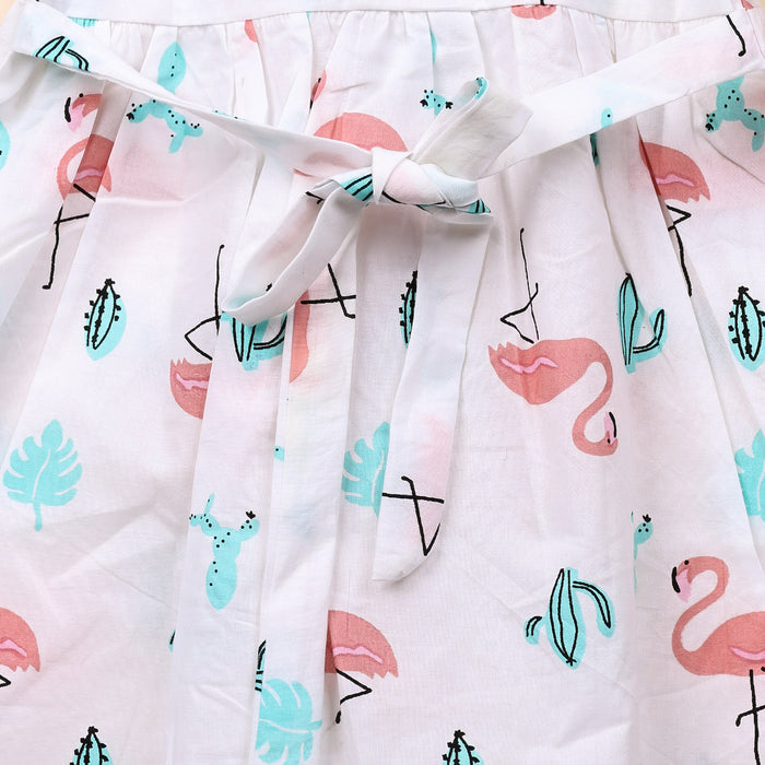 Baby Girl Organic Cotton Sleeveless Frock | Flamingo