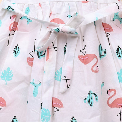 Baby Girl Organic Cotton Sleeveless Frock | Flamingo