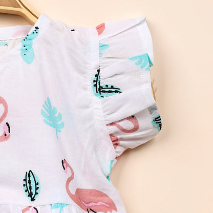 Baby Girl Organic Cotton Sleeveless Frock | Flamingo