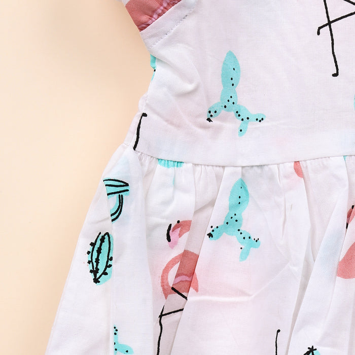 Baby Girl Organic Cotton Sleeveless Frock | Flamingo