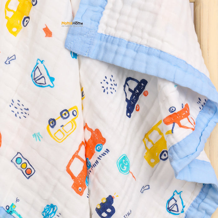 Baby Muslin 6 Layer Muslin blanket Cum Towel -100 x100 cm - 0-3 Years - Car