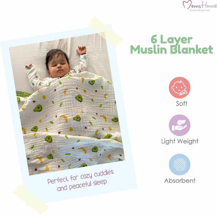Baby Muslin 6 Layer Muslin blanket Cum Towel -100 x100 cm - 0-3 Years - Car