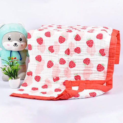 Baby Muslin Blanket 6 Layer - 100X100 CM - Pack Of 1 Strawberry