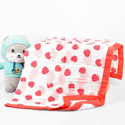 Baby Muslin Blanket 6 Layer - 100X100 CM - Pack Of 1 Strawberry