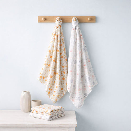 Baby Muslin Cloth Swaddle | 100X100 CM | 0-12 Months | Pack of 2