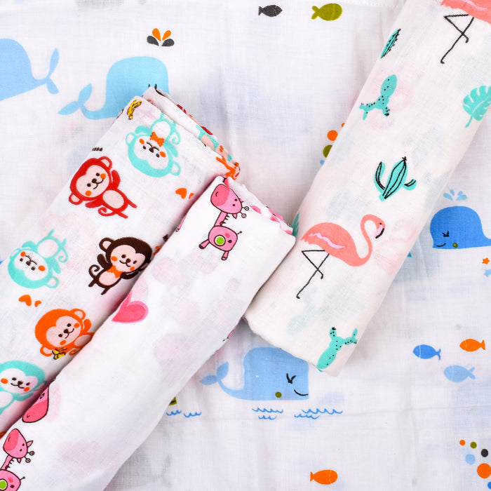 Baby Muslin Swaddle -100x100 cm - Pack of 4 - Animal