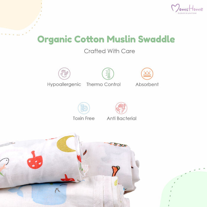 Baby Muslin Swaddle -100x100 cm - Pack of 4 - Animal