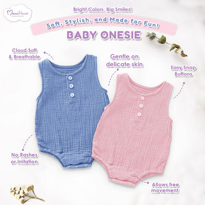 Baby Organic Cotton Onesie | White, Pink , Royal Blue , Green | Pack of 4