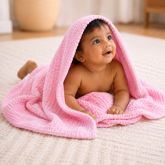 Baby Super Soft Absorbent Muslin 6 Layer wash Towel | 100X100 CM | 0-3 Years | Pack of 1
