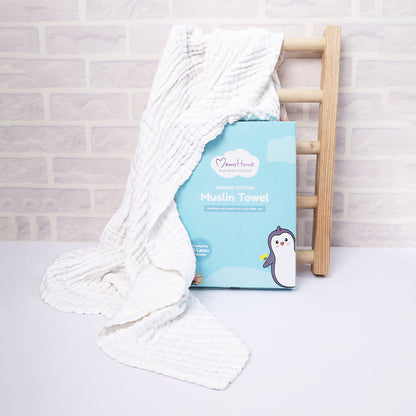 Baby Super Soft Absorbent Muslin 6 Layer wash Towel | 100X100 CM | 0-3 Years | Pack of 1