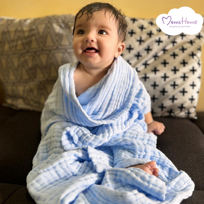 Baby Super Soft Absorbent Muslin 6 Layer wash Towel | 100X100 CM | 0-3 Years | Pack of 1