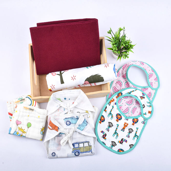 Baby Unisex  Cotton Nappy Time Combo - Multicolor -8 Items