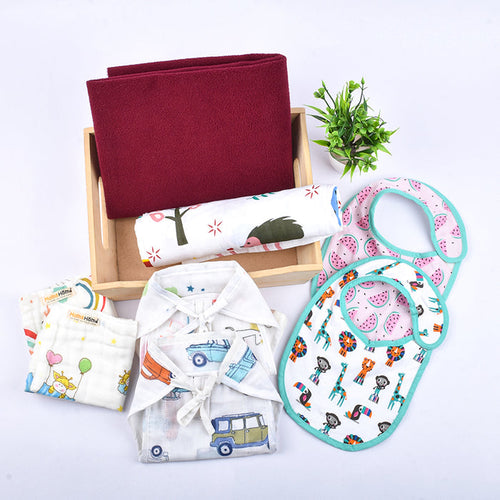 Baby Unisex  Cotton Nappy Time Combo - Multicolor -8 Items
