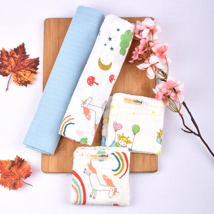 Baby Unisex  Cotton Nappy Time Combo - Multicolor