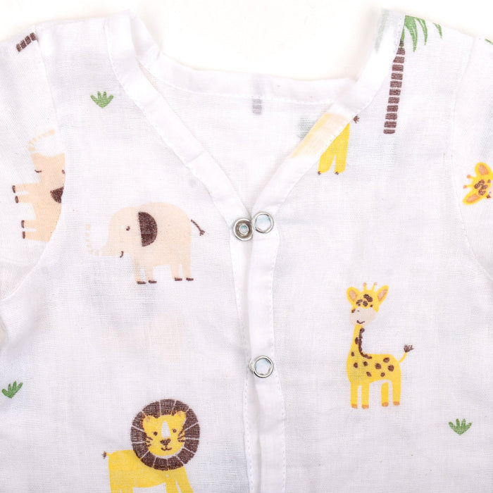 Baby Unisex Organic Cotton Muslin Full Sleeves Jhabla | Lion, Flamingo | Pack of 2