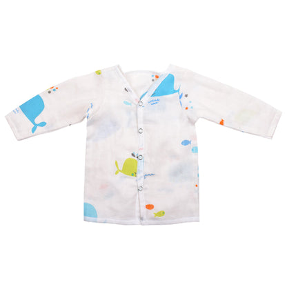 Baby Unisex Organic Cotton Muslin Full Sleeves Jhabla | Lion, Whale | Pack of 2