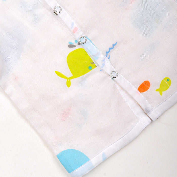 Baby Unisex Organic Cotton Muslin Full Sleeves Jhabla | Lion, Whale | Pack of 2