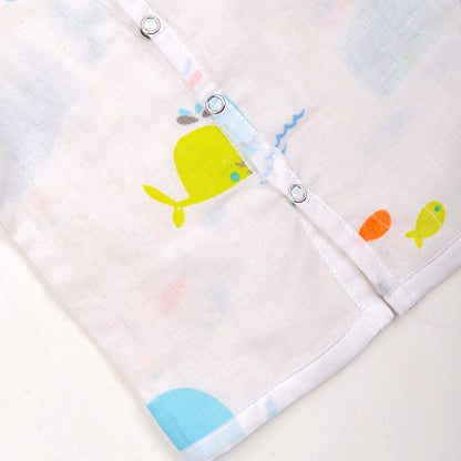 Baby Unisex Organic Cotton Muslin Full Sleeves Jhabla | Lion, Whale | Pack of 2