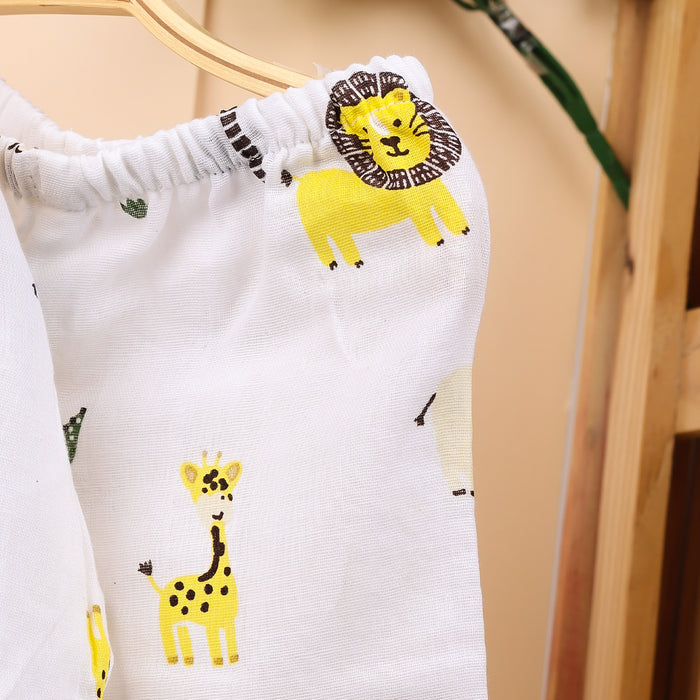 Baby Unisex Organic Cotton Muslin Full Sleeves Jhabla & Payjama | Blue Whale, Lion | Set of 2
