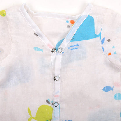 Baby Unisex Organic Cotton Muslin Full Sleeves Jhabla | Whale, Flamingo, Lion | Pack of 3