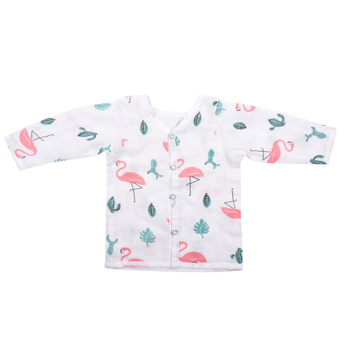 Baby Unisex Organic Cotton Muslin Full Sleeves Jhabla | Whale, Flamingo | Pack of 2