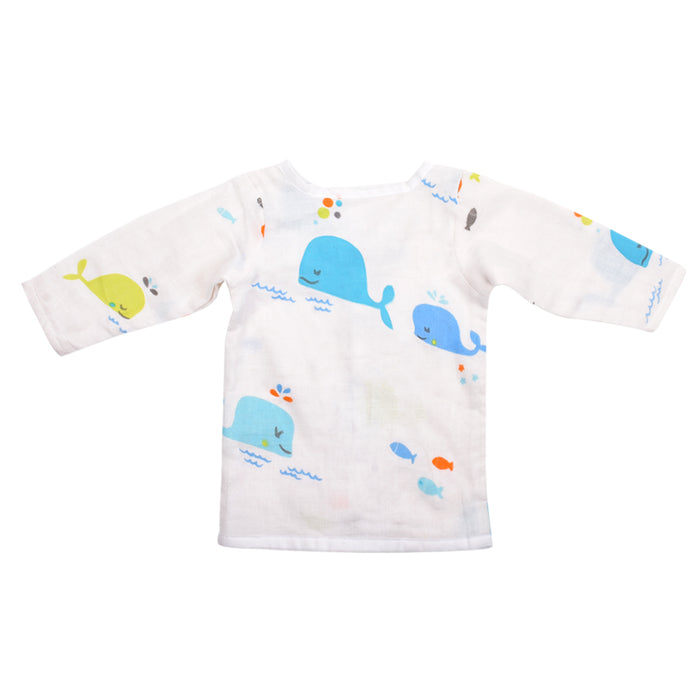 Baby Unisex Organic Cotton Muslin Full Sleeves Jhabla | Whale, Flamingo | Pack of 2