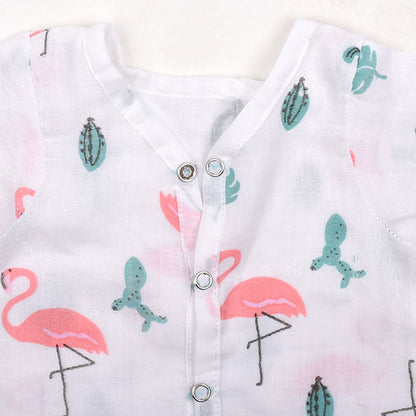 Baby Unisex Organic Cotton Muslin Full Sleeves Jhabla | Whale, Flamingo | Pack of 2