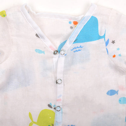 Baby Unisex Organic Cotton Muslin Full Sleeves Jhabla | Whale, Flamingo | Pack of 2