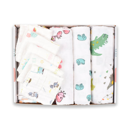 BABY UNISEX SUPERSOFT ORGANIC COTTON MUSLIN -10 PIECES GIFT SET
