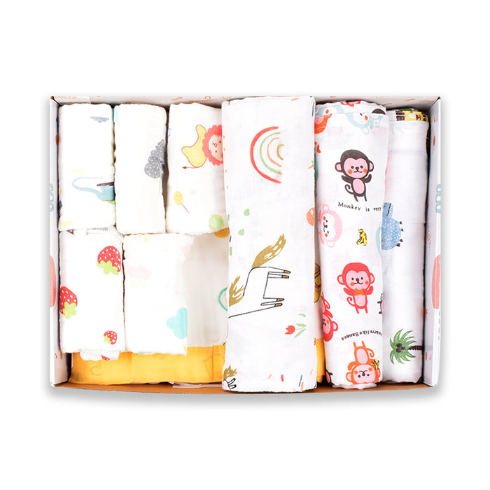 BABY UNISEX SUPERSOFT  ORGANIC COTTON MUSLIN -9 PIECES GIFT SET